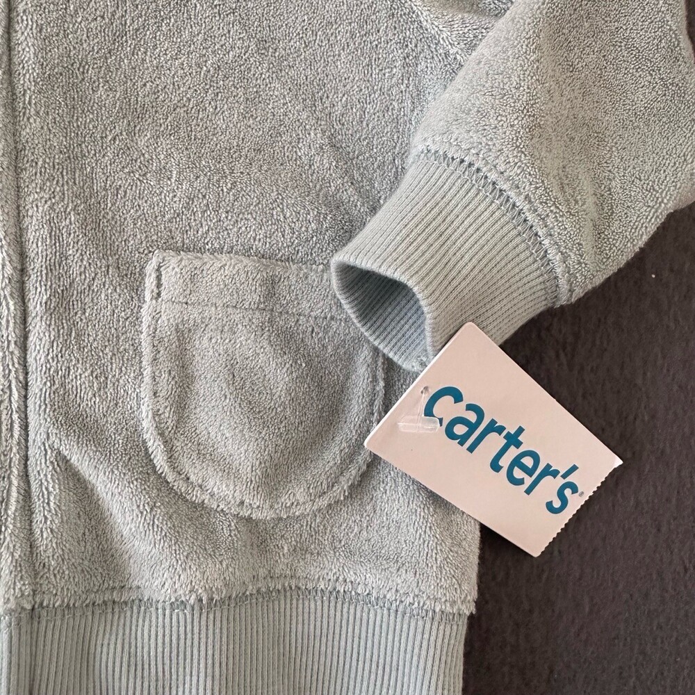 NWT Carters Pastel Green 3Piece Set Hooded Jacket Bear Face Bodysuit Pants Sz 9M - Picture 10 of 11